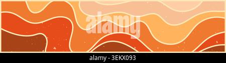 Retro background with warm color groovy waves. Stock Vector