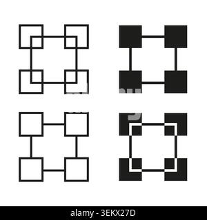 Abstract geometric icons of connected squares vector. Perfect for technology branding business logos and modern corporate identity design. EPS 10. Stock Vector