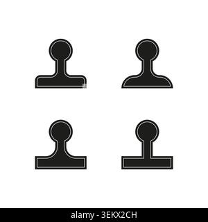 Minimalist rubber stamp icon collection vector. Ideal for business documents approval symbols and official branding concepts. EPS 10. Stock Vector