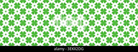 horizontal seamless green cloverleaf for pattern and background. Stock Vector