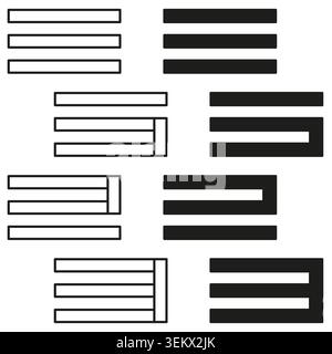 Collection of hamburger menu icons in line and glyph styles vector. Perfect for website navigation bars and mobile app interfaces. EPS 10. Stock Vector
