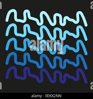 Abstract blue gradient wave lines on a dark background vector. Ideal for modern digital art and creative website backgrounds. EPS 10. Stock Vector