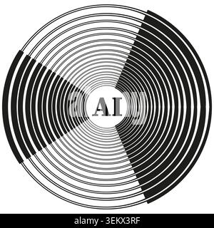 Circular artificial intelligence data processing vector. Perfect for technology branding and modern software user interfaces. EPS 10. Stock Vector