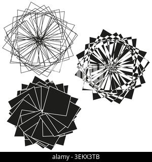 Set of abstract geometric shapes from rotated squares vector. Ideal for modern branding and unique decorative backgrounds. EPS 10. Stock Vector