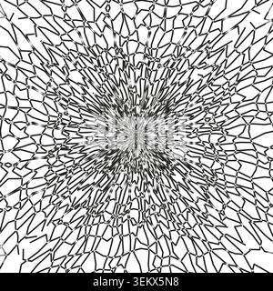 Abstract shattered glass effect with complex radial cracks vector. Perfect for creating dynamic backgrounds and digital art textures. EPS 10. Stock Vector