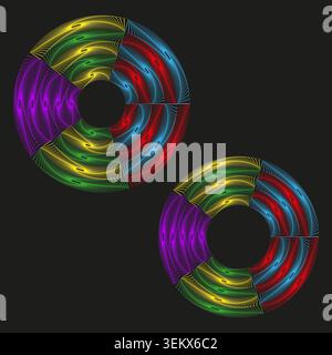 Vibrant segmented circular element with glowing line art vector. Perfect for modern technology branding and creative design work. EPS 10. Stock Vector