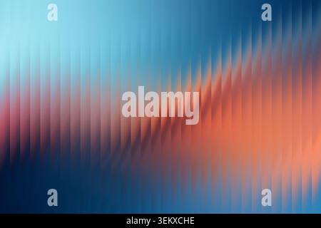 Dynamic abstract background showing a vibrant spectrum of blue, orange, and red colors with a refracting, geometric glass effect Stock Photo