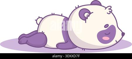 Funny Kawaii Panda Bear Lying Flat On Stomach With Stretched Paws. Vector Illustration Of Cute Lazy Cartoon Animal Character Stock Vector