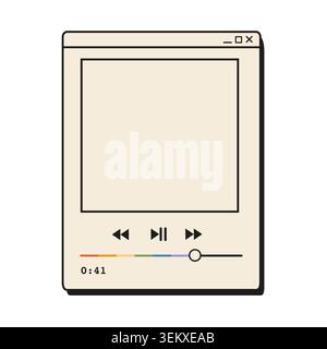 Retro 90s computer media player window and rainbow pride slider bar isolated on white. Vintage Y2K music application interface for LGBTQ pride month Stock Vector