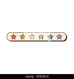 Retro Y2K computer rating bar with rainbow pride stars isolated on white. Nostalgic 90s technology software interface element for LGBTQ pride month Stock Vector