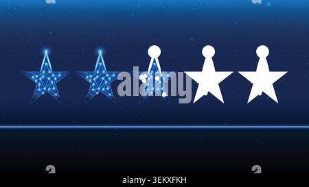 Abstract futuristic four star rating in blue digital technology network style for user feedback Stock Vector