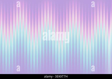 Ribbed glass surface with gradient blue and purple wave. Abstract iridescent backdrop with flowing light effects and pastel tones on textured glass Stock Vector