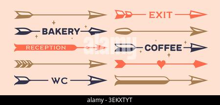 Wayfinding arrows. Directional signs collection Stock Vector