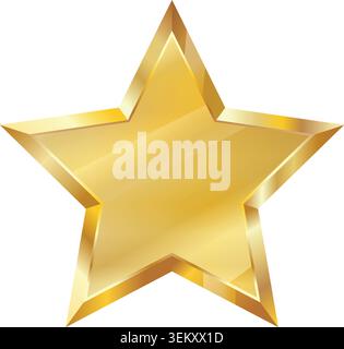 Realistic Gold Star Icon, Luxury Shiny Vector Artwork Stock Vector