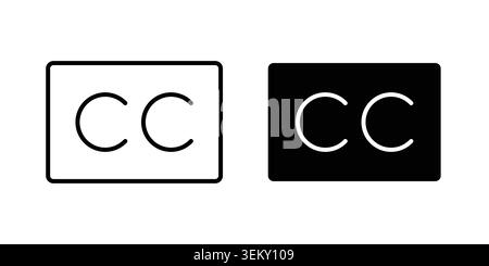 Closed caption icon solid, line, and editable vector set. Stock Vector