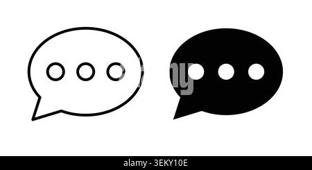 Comment icon solid, line, and editable vector set. Stock Vector