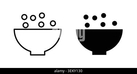 Cereal icon solid, line, and editable vector set. Stock Vector
