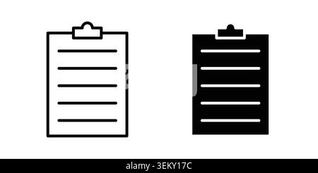 Clipboard icon solid, line, and editable vector set. Stock Vector