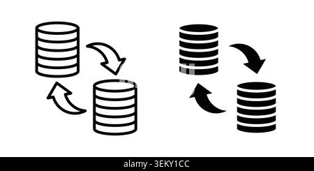 Data transfer icon solid, line, and editable vector set. Stock Vector