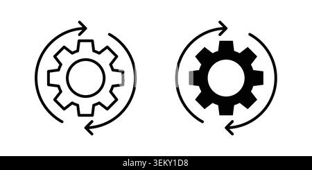 Continuous changes icon solid, line, and editable vector set. Stock Vector