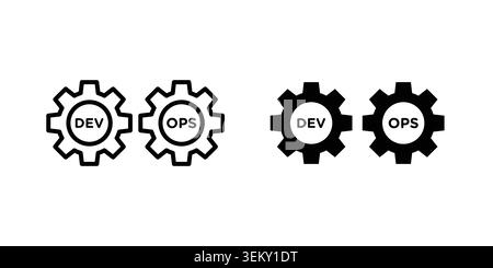 Dev ops icon solid, line, and editable vector set. Stock Vector