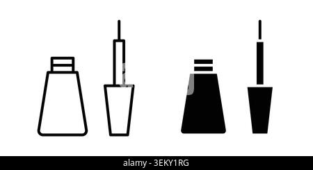 Eyeliner icon solid, line, and editable vector set. Stock Vector