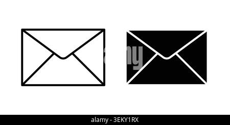 Email icon solid, line, and editable vector set. Stock Vector