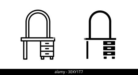 Dresser icon solid, line, and editable vector set. Stock Vector