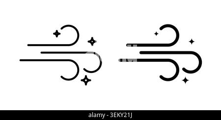 Clean Air icon solid, line, and editable vector set. Stock Vector