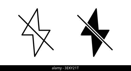 Flash off icon solid, line, and editable vector set. Stock Vector
