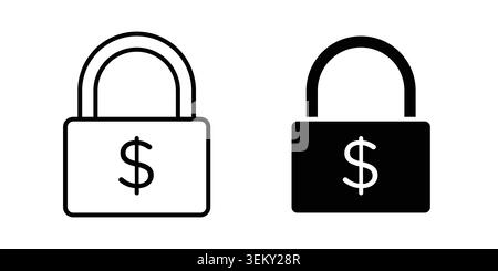 Fixed price icon solid, line, and editable vector set. Stock Vector