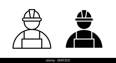 Labour icon solid, line, and editable vector set. Stock Vector