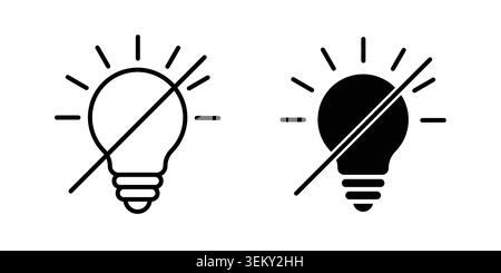 Light off icon solid, line, and editable vector set. Stock Vector