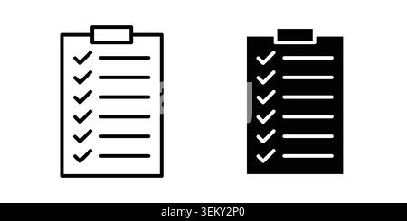 List icon solid, line, and editable vector set. Stock Vector