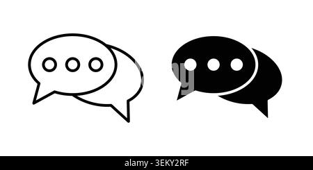 Live chat icon solid, line, and editable vector set. Stock Vector