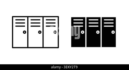 Locker icon solid, line, and editable vector set. Stock Vector