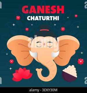 ganesh chaturthi illustration design in gradient style Stock Vector