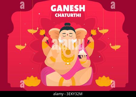 ganesh chaturthi background illustration in gradient style Stock Vector
