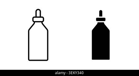 Oil dropper bottle icon solid, line, and editable vector set. Stock Vector