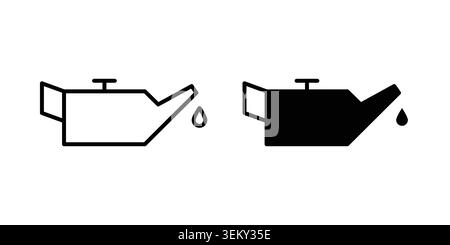 Oil can icon solid, line, and editable vector set. Stock Vector