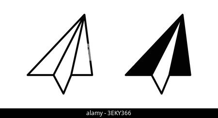 Paper plane icon solid, line, and editable vector set. Stock Vector