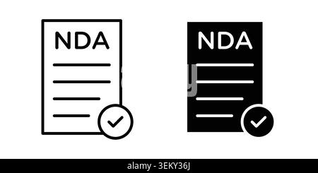 NDA icon solid, line, and editable vector set. Stock Vector
