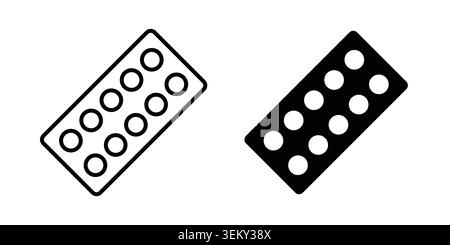 Pill blister solid, line, and editable vector set.icon solid, line, and editable vector set. Stock Vector