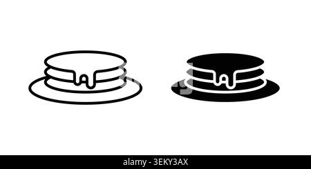 pancakes icon solid, line, and editable vector set. Stock Vector