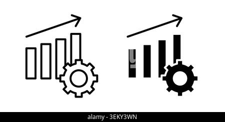 Productivity icon solid, line, and editable vector set. Stock Vector