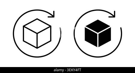 Return purchase icon solid, line, and editable vector set. Stock Vector