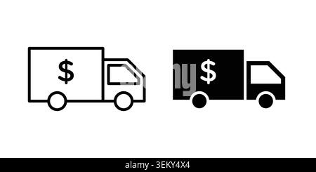 Shipping charges icon solid, line, and editable vector set. Stock Vector