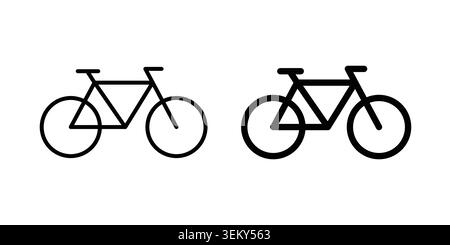 Bicycle icon solid, line, and editable vector set. Stock Vector