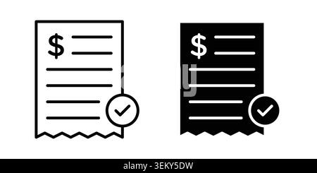 Bill payment icon solid, line, and editable vector set. Stock Vector