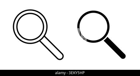 Search icon solid, line, and editable vector set. Stock Vector